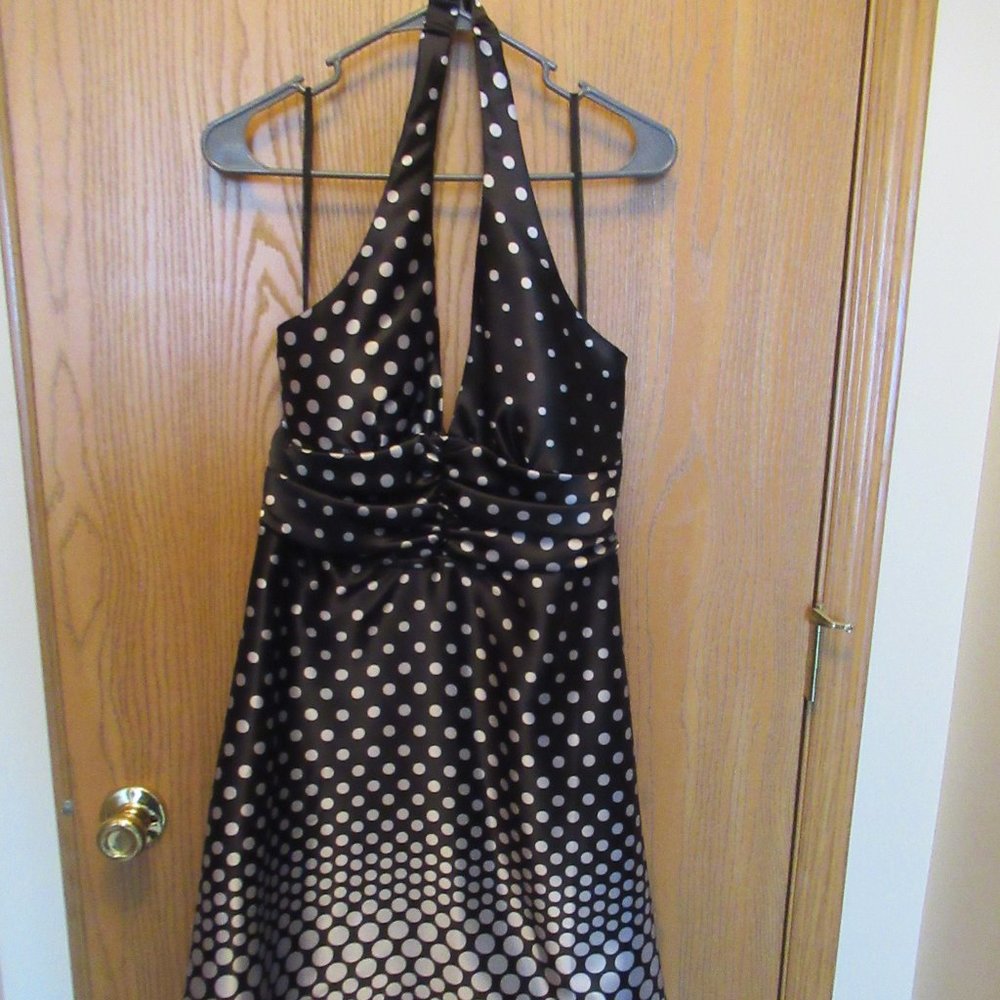 Black and White polka dot halter dress size 12